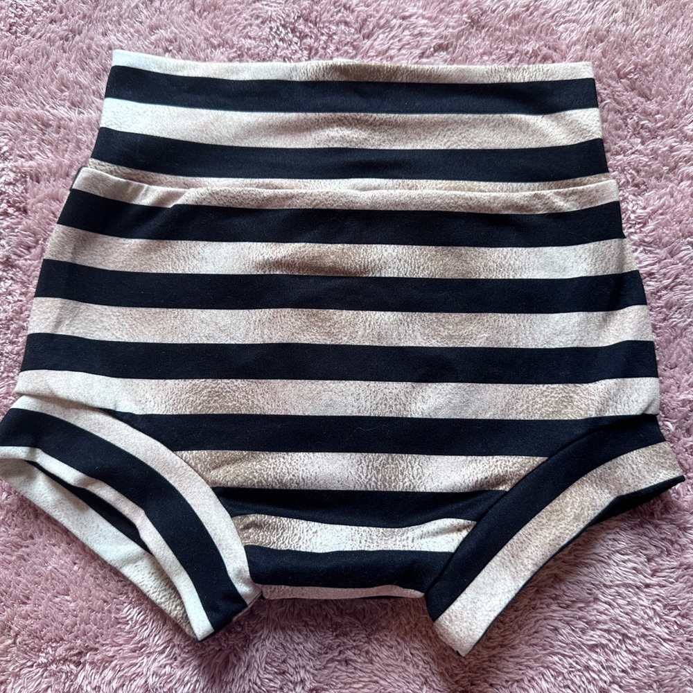 Striped Black and Cream Kids Shorts